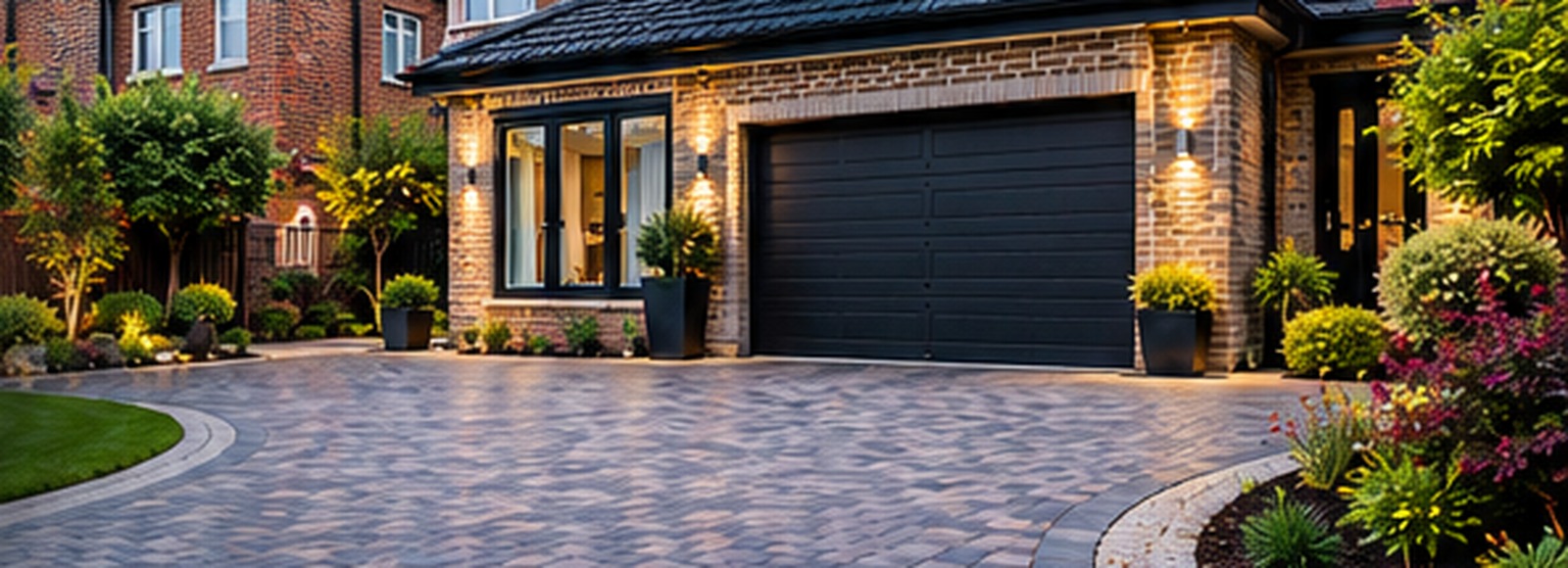 Illustrative completed driveway outside a home